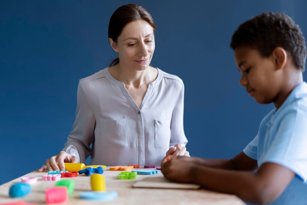 Child receiving occupational therapy at Bridges Speech Center Dubai – enhancing motor and sensory skills.